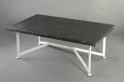 Bevel Coffee Table - Black top/White legs, 3/4 view