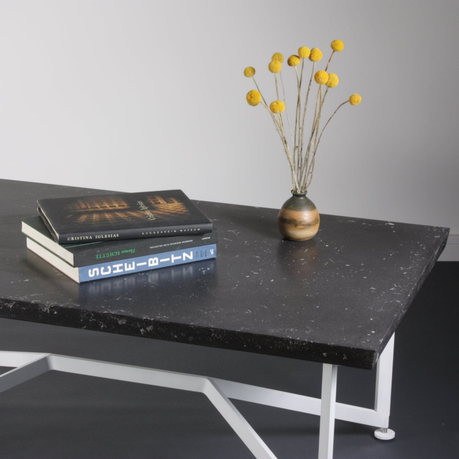 Bevel Coffee Table - Black top/White legs