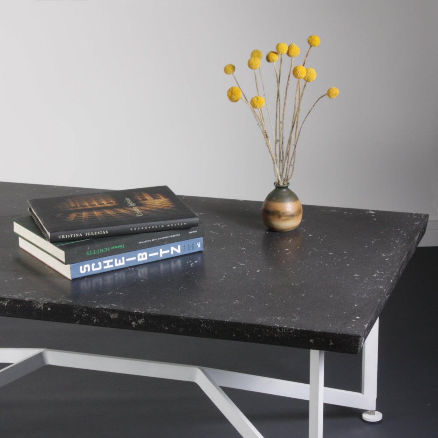 Bevel Coffee Table - Black top/White legs