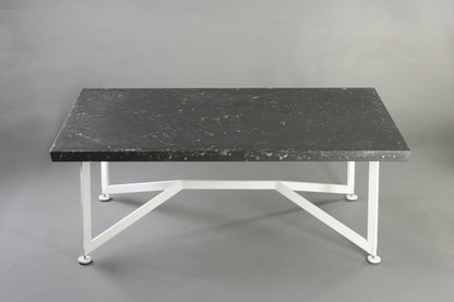 Bevel Coffee Table - Black top/White legs, side view