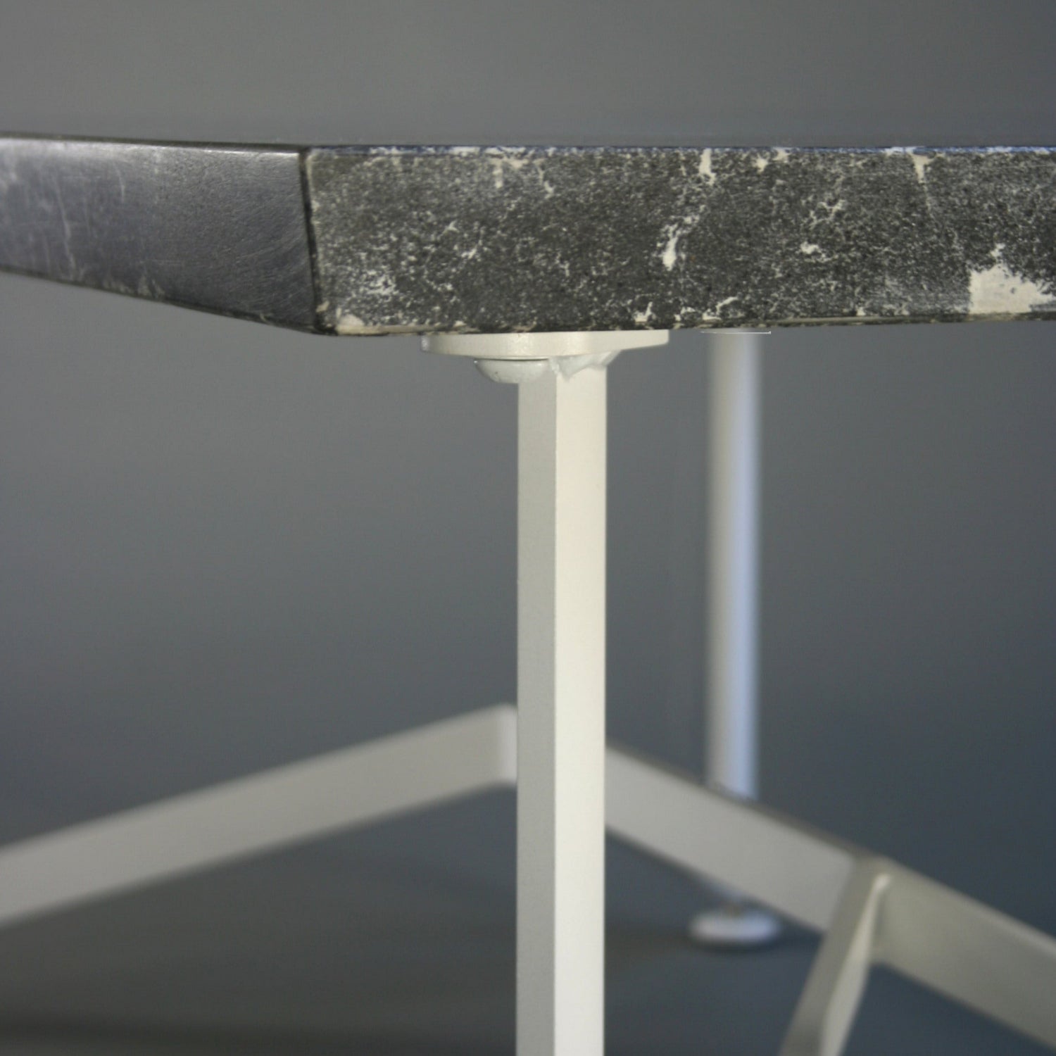 Bevel Coffee Table - Grey top/White legs, tab detail