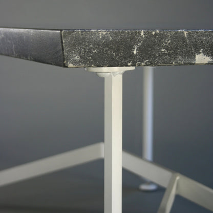Bevel Coffee Table - Grey top/White legs, tab detail