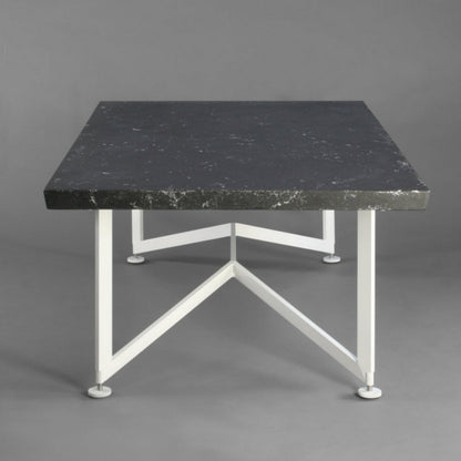 Bevel Coffee Table - Black top/White legs, end view