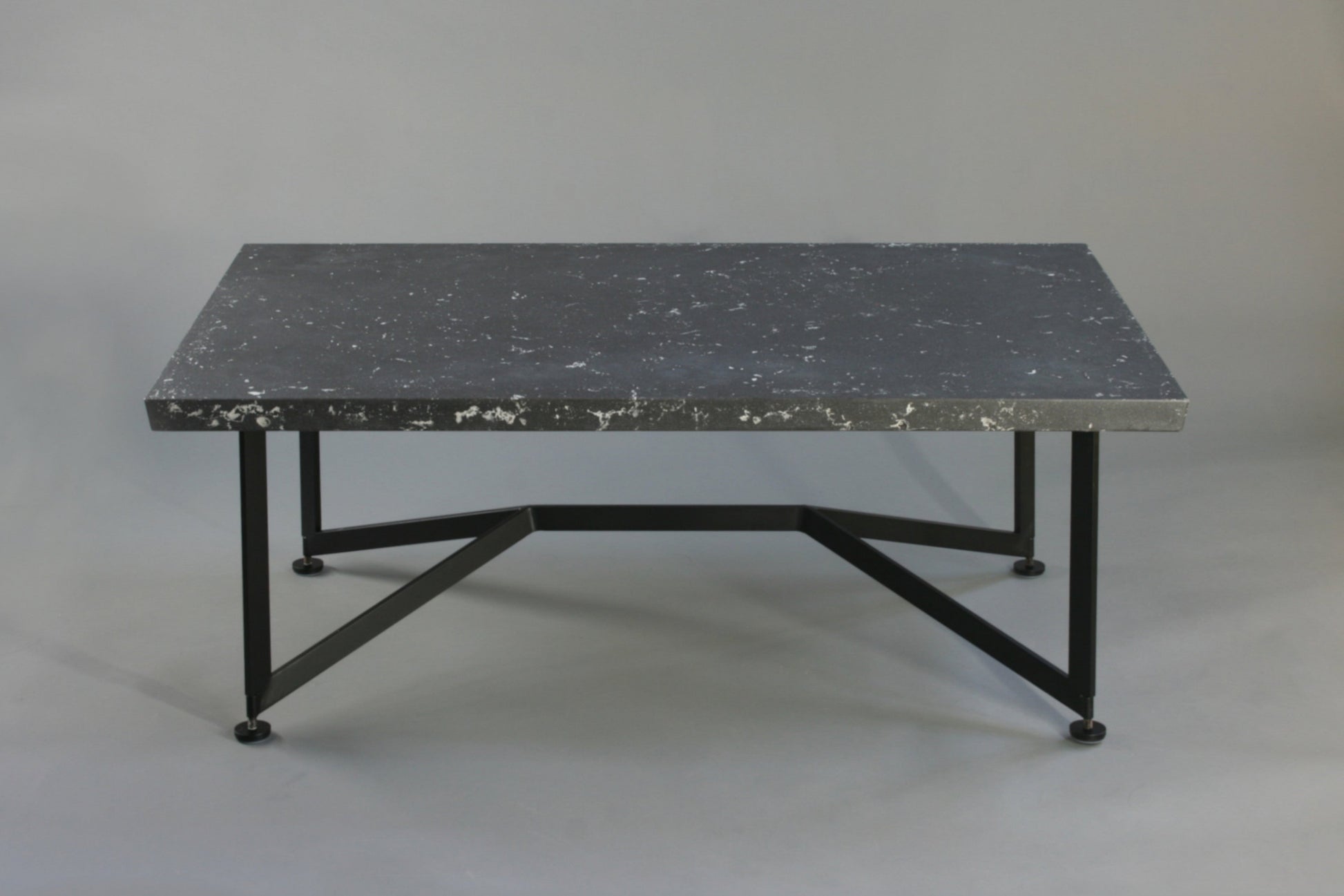 Bevel Coffee Table - Black top/Black legs, side view