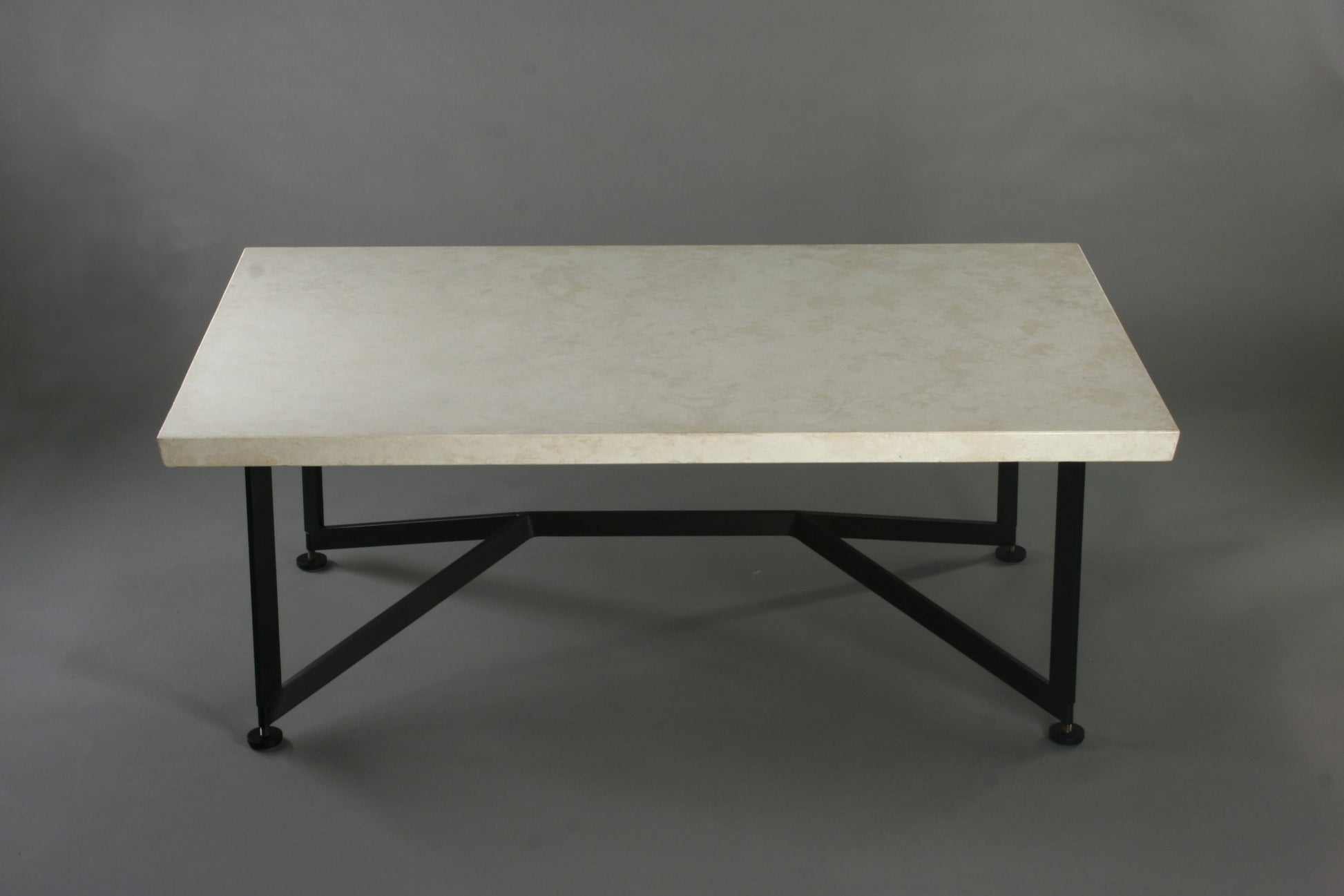Bevel Coffee Table - White top/Heron Black legs, side view