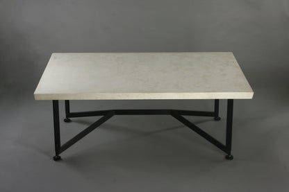 Bevel Coffee Table - White top/Heron Black legs, side view
