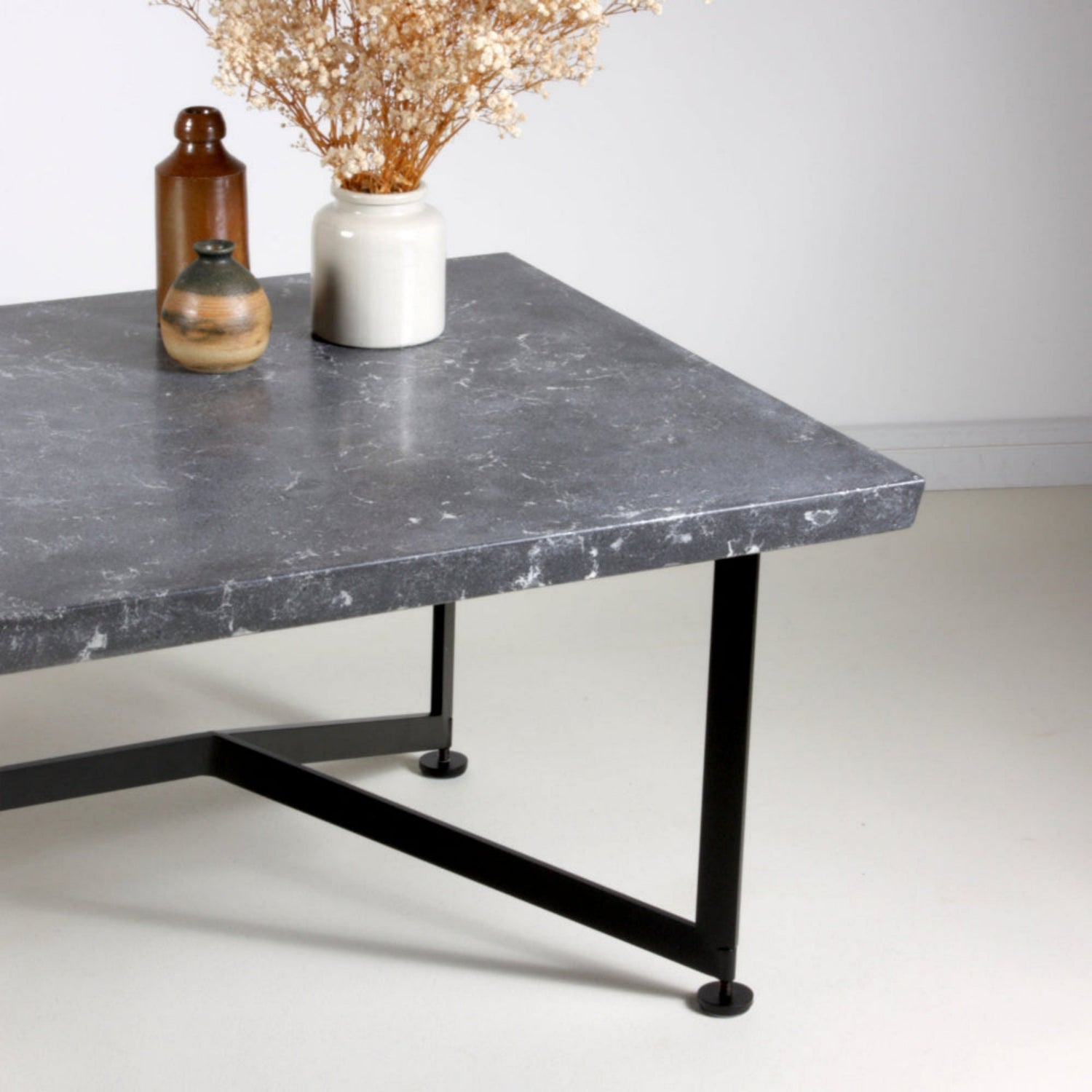 Bevel Coffee Table - Grey top/Black legs