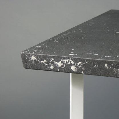 Bevel Coffee Table - Black top/White legs, corner detail