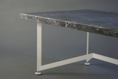 Bevel Coffee Table - Grey top/White legs, edge detail
