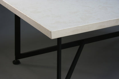 Bevel Coffee Table - White top/Heron Black legs, corner detail