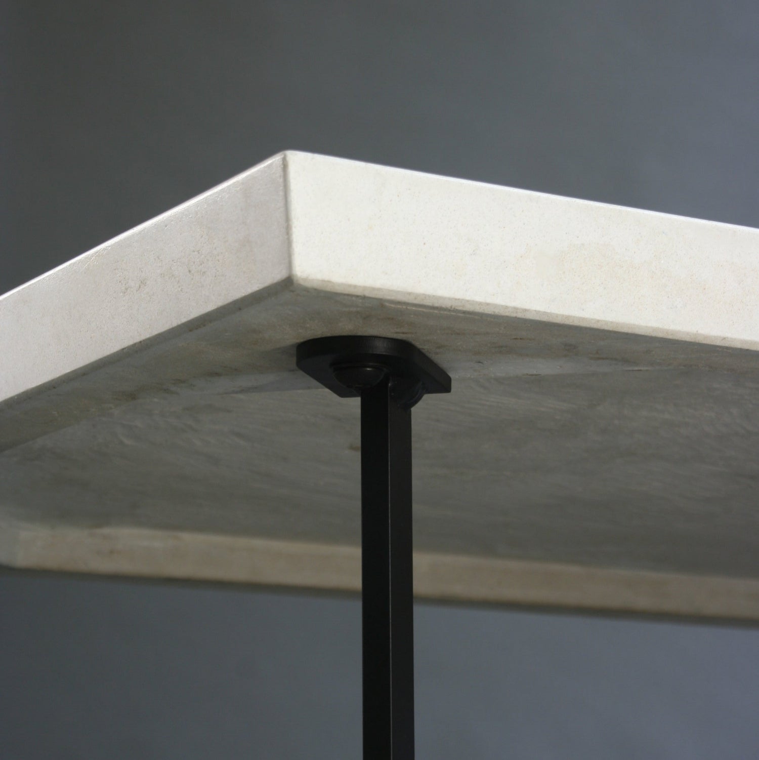 Bevel Coffee Table - White top/Heron Black legs, tab detail