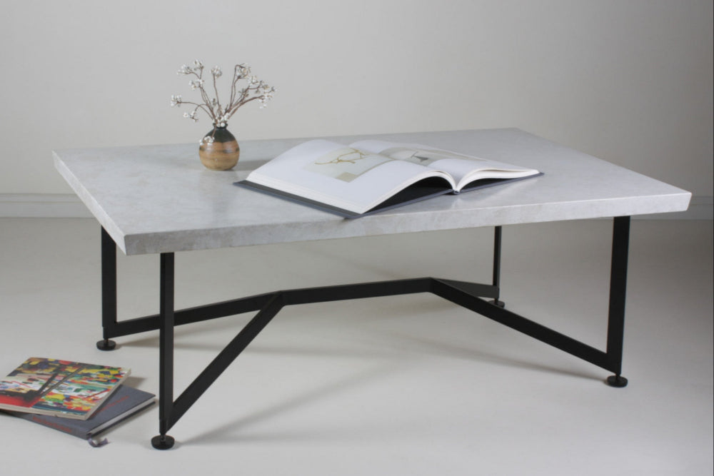 Bevel Coffee Table - White top/Heron Black legs