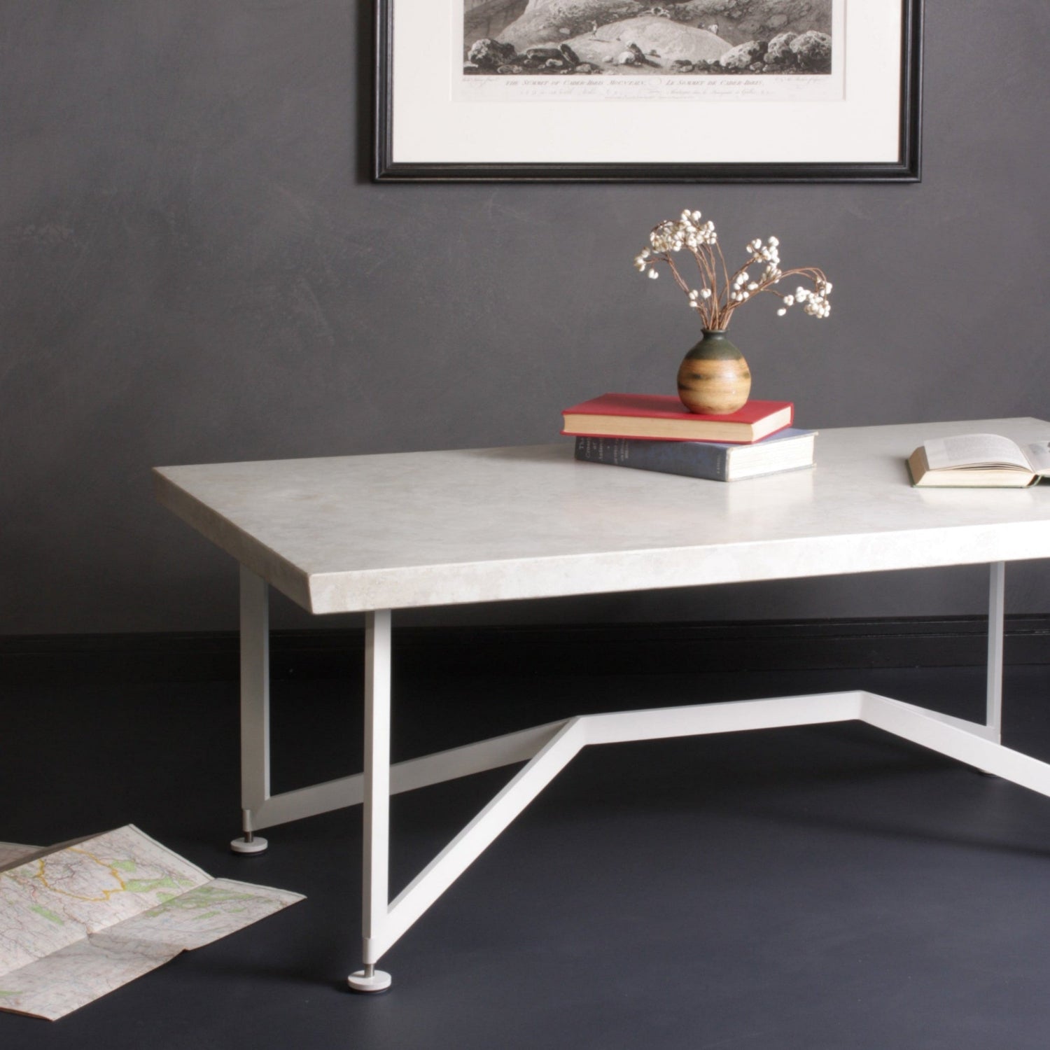 Bevel Coffee Table - White top/Heron White legs