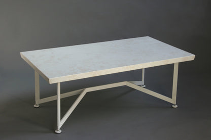 Bevel Coffee Table - White top/Heron White legs, 3/4 view
